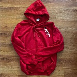 Vibrant Red Hoodie with Embroidered Detail